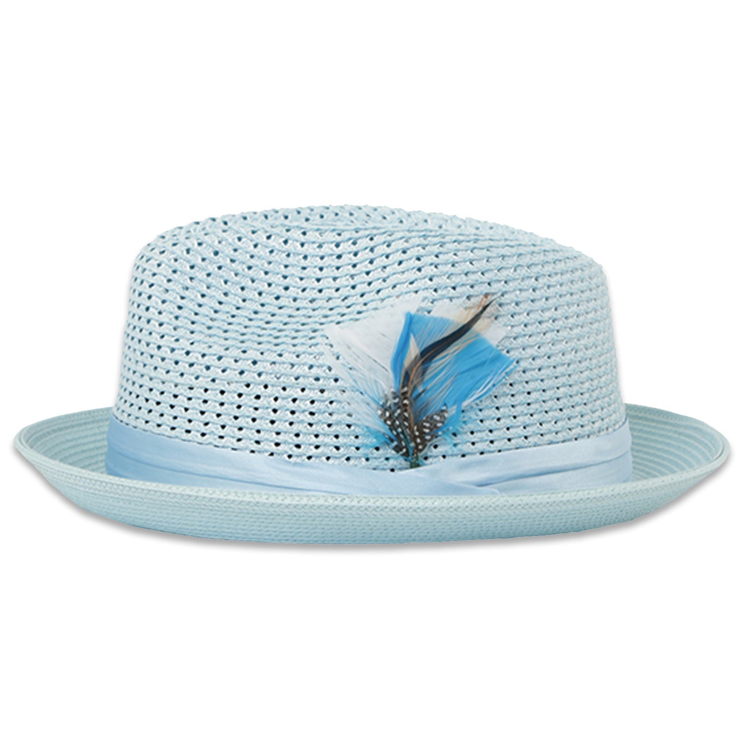 Castor Crushable Straw Hat Fedora in Sky Blue - Small