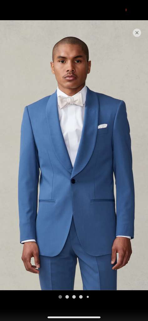 Men's Sky Blue Tuxedo Suit with Shawl Lapel, Formal Wedding and Prom Dinner Jacket Set - Steel Blue Color - 34 Short or Extra Small
