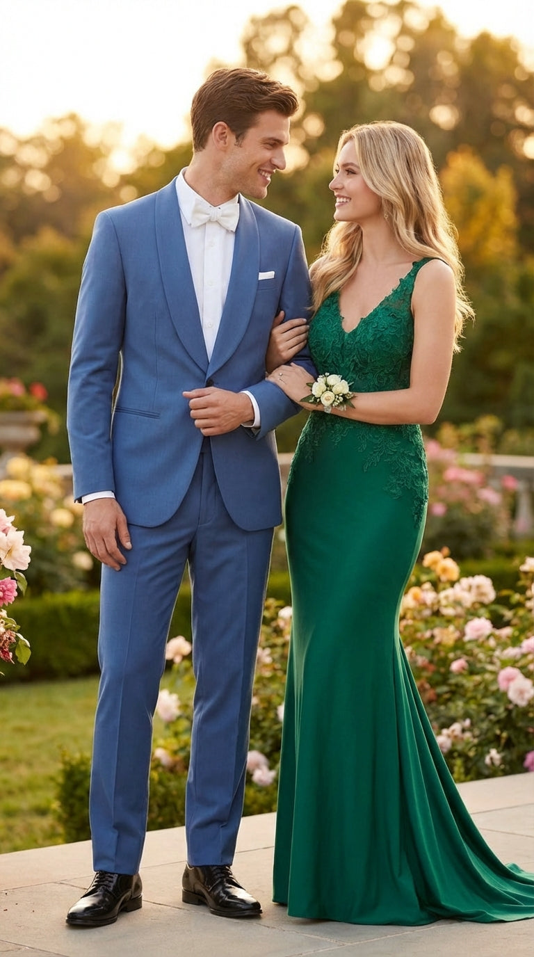 Men's Sky Blue Tuxedo Suit with Shawl Lapel, Formal Wedding and Prom Dinner Jacket Set - Steel Blue Color - 34 Short or Extra Small