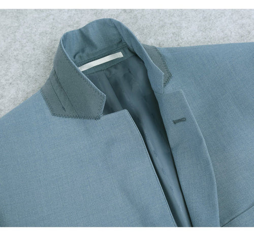 Cheap Priced Suit - Mens Basic Two Button Slim Fit  Sky Blue Suit With Optional Vest