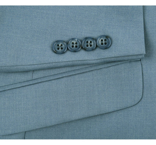 Cheap Priced Suit - Mens Basic Two Button Slim Fit  Sky Blue Suit With Optional Vest