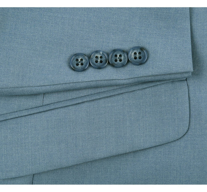 Cheap Priced Suit - Mens Basic Two Button Slim Fit  Sky Blue Suit With Optional Vest
