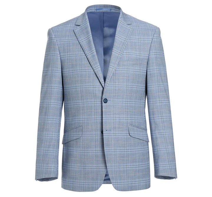 Cheap Suit - Mens Two Button Slim Fit Two Piece Suit In Sky Blue Windowpane Plaid