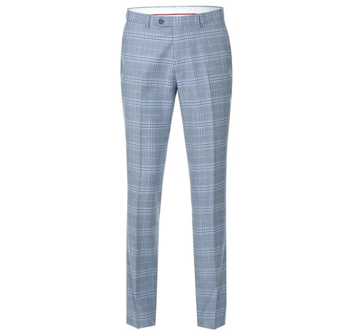 Cheap Priced Suit - Mens Two Button Slim Fit Two Piece Suit In Sky Blue Windowpane Plaid