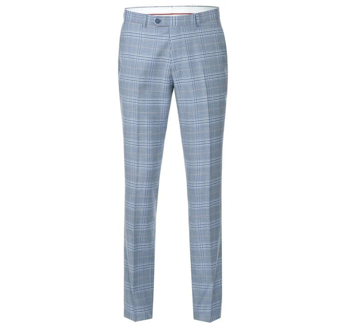Cheap Priced Suit - Mens Two Button Slim Fit Two Piece Suit In Sky Blue Windowpane Plaid