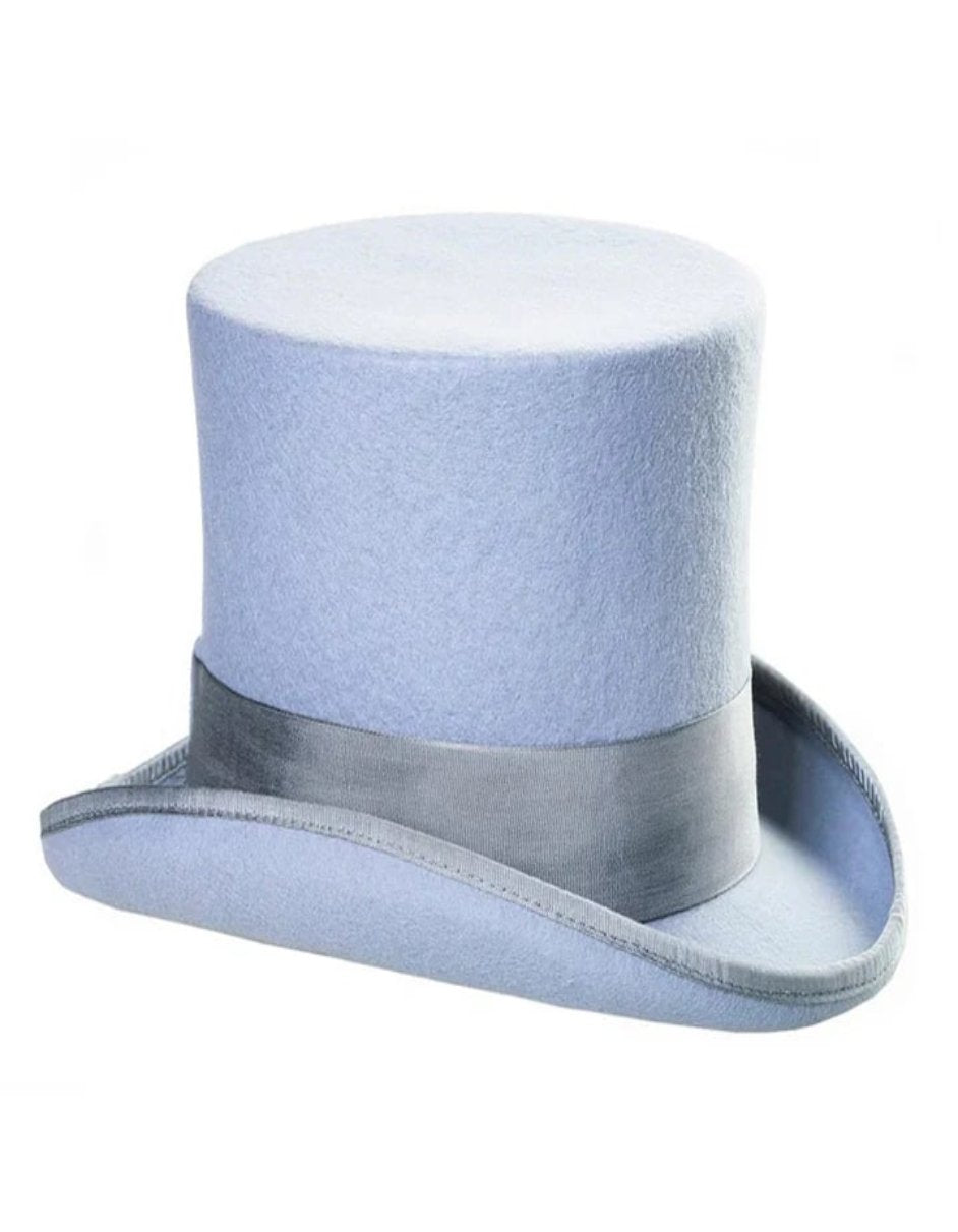 Victorian Steampunk Top Hat - 1800 19th Century - Dressy Loden Felt Top Sky Blue Hat - S