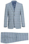 Cheap Priced Suit - Mens Two Button Slim Fit Two Piece Suit In Sky Blue Windowpane Plaid