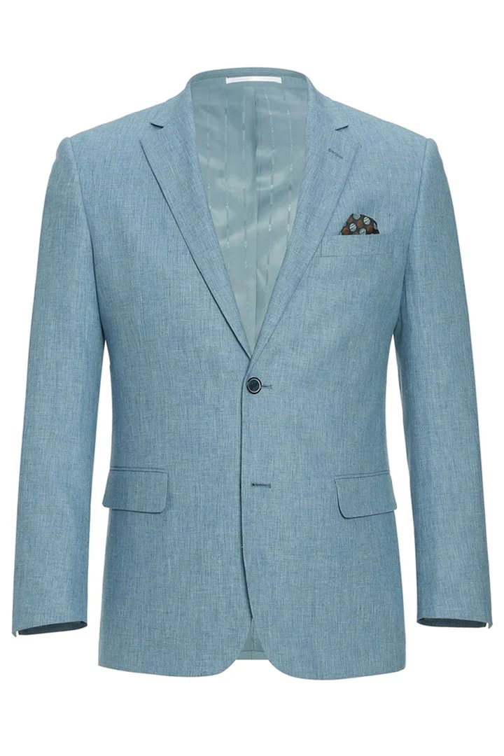 Cheap Priced Suit - Mens Basic Two Button Slim Fit  Sky Blue Suit With Optional Vest - 38 Short Jacket+32 Waist Adjustable 28to34)(Height: 5 4 to5 7 )(Neck  15-16.5)S-M)