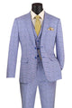 Cheap priced Suit- Men's Slim Fit Vested Glen Plaid Summer Business Sky Blue Suit