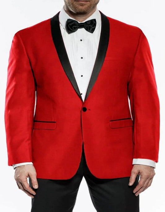 Sleek Red Vinci 1-Button Shawl Two Piece Set Tuxedo