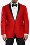 Sleek Red Vinci 1-Button Shawl Two Piece Set Tuxedo
