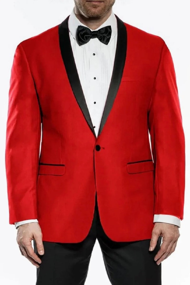 Sleek Red Vinci 1-Button Shawl Two Piece Set Tuxedo - 34 Short or Extra Small