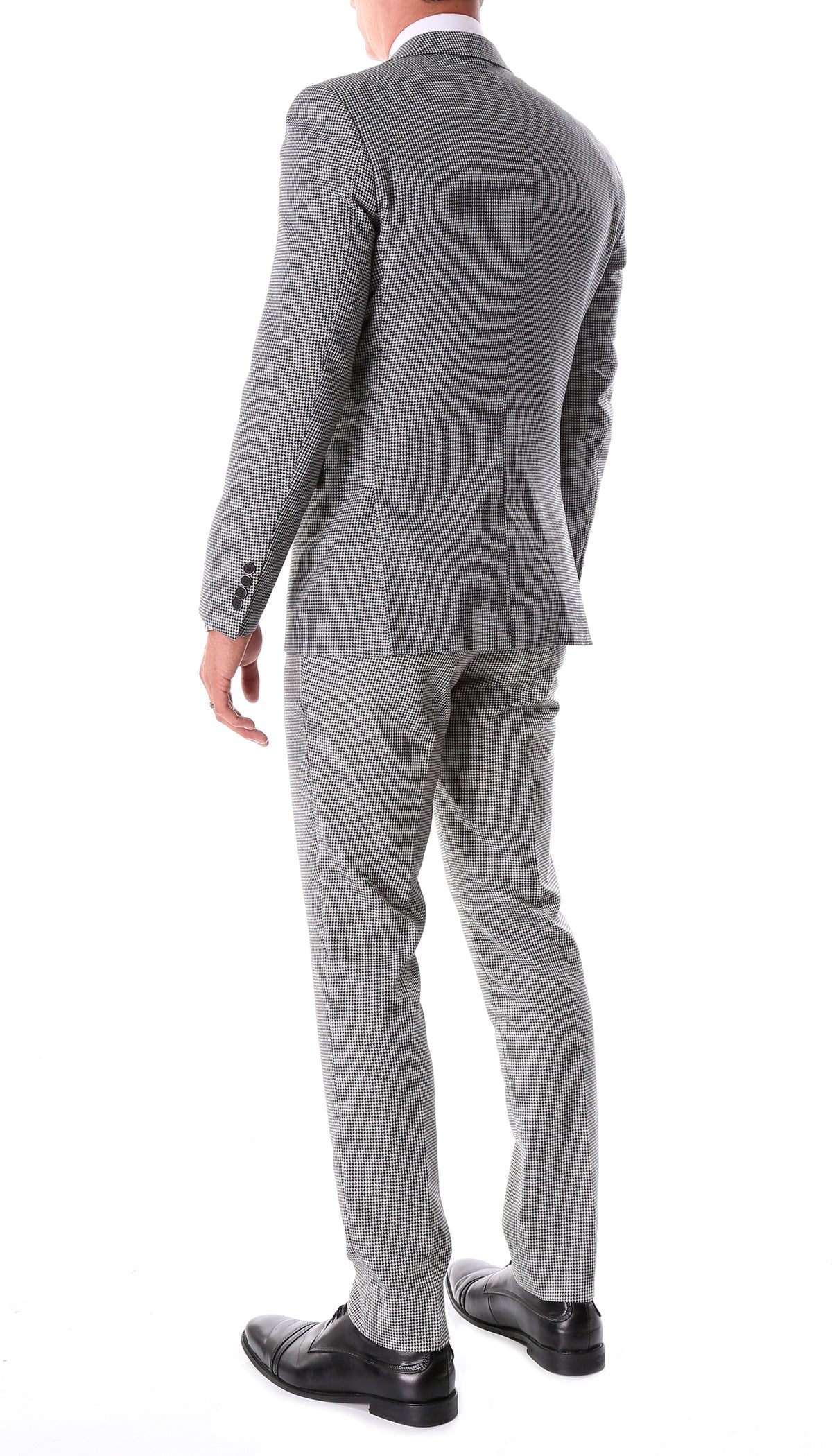 Mens Slim Fit Houndstooth Peak Lapel 2pc Suits - 34 Short or Extra Small