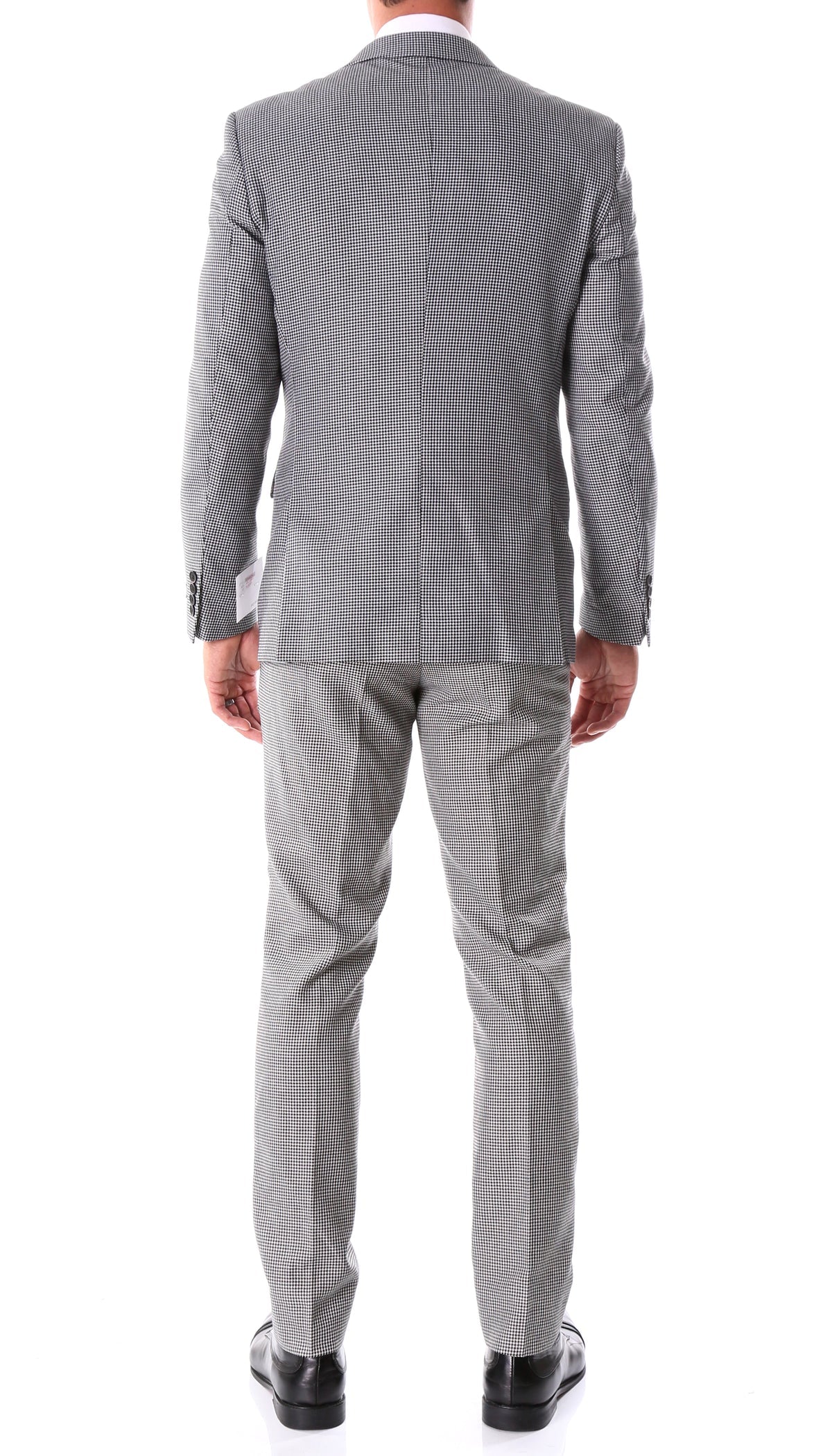 Mens Slim Fit Houndstooth Peak Lapel 2pc Suits - 34 Short or Extra Small