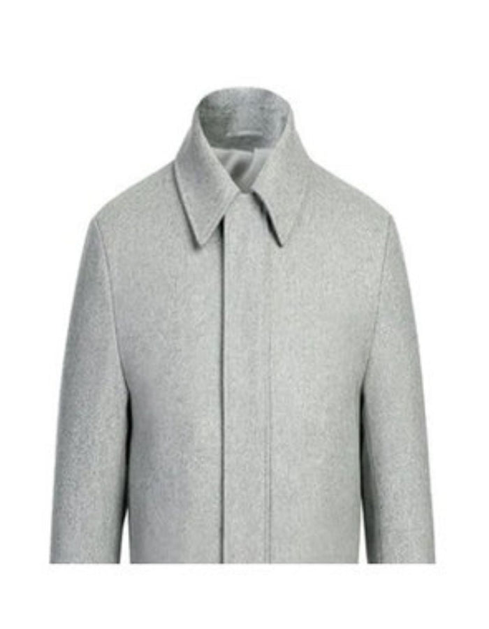 Men's Gray Overcoat - Grey Wool Topcoat Men's Dress Coat Single Breasted Full Length Tweed Herringbone Gray Overcoat