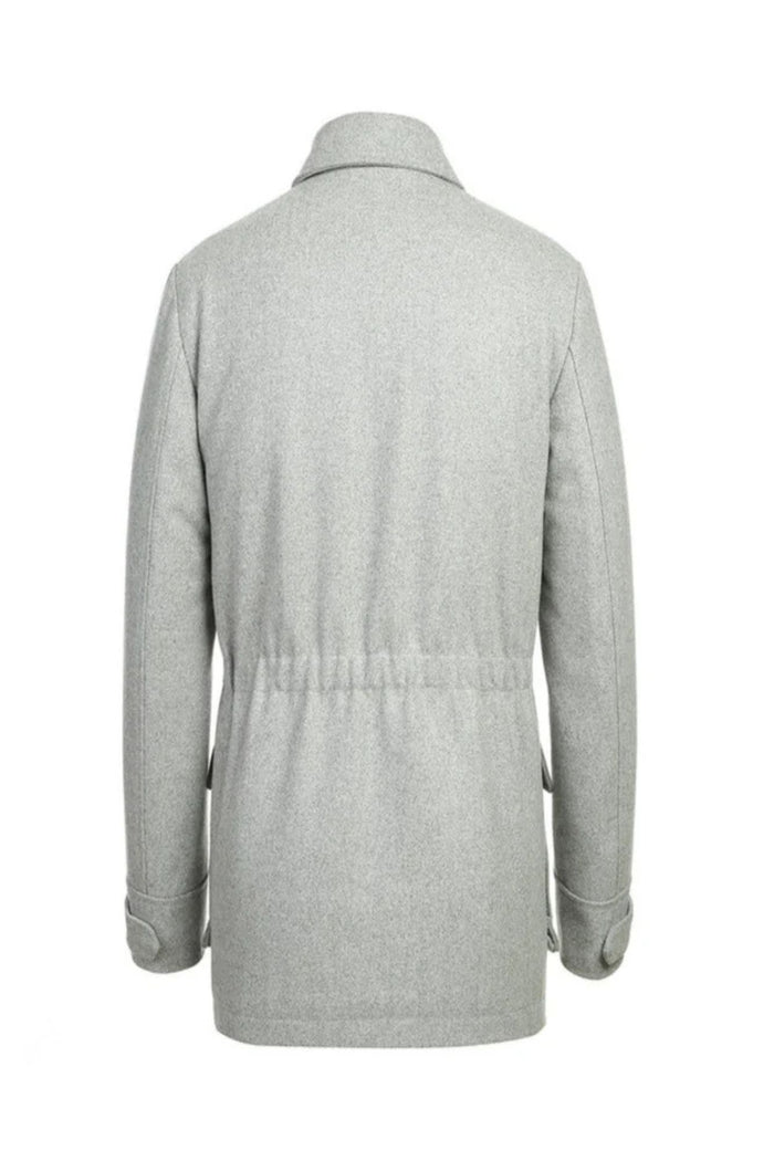 Gray Slim Fit Wool Blend Short Coat