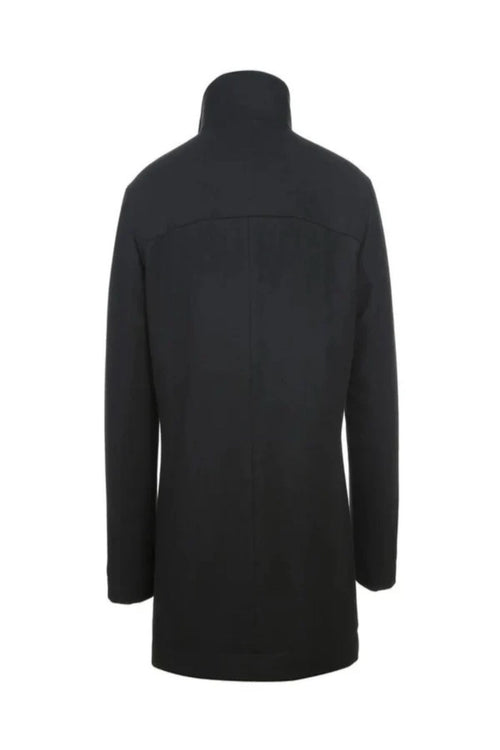 Black Slim Fit Wool Blend Short Coat with Detachable Full Zipper
