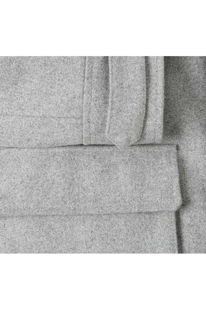Gray Slim Fit Wool Blend Short Coat