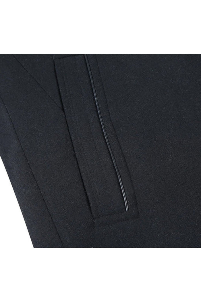 Black Slim Fit Wool Blend Short Coat with Detachable Full Zipper