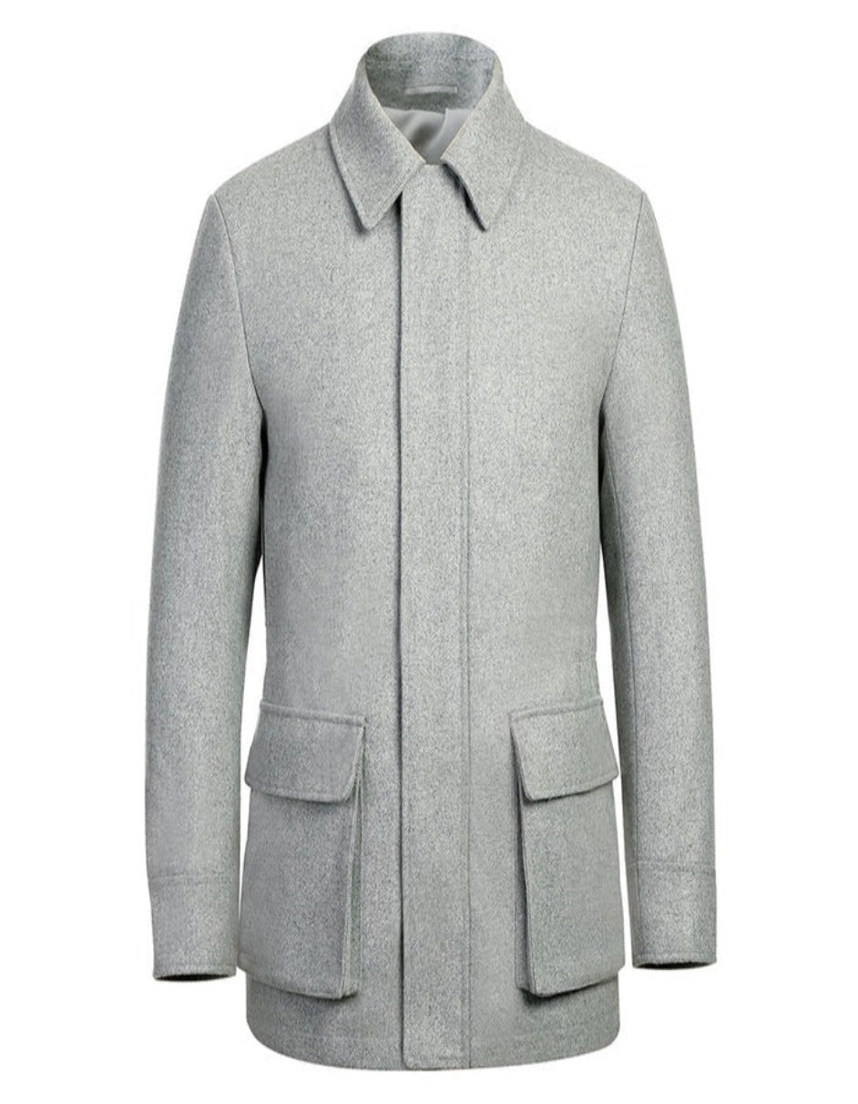 English Laundry Gray Slim Fit Wool Blend Short Coat