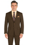 Slim Fit 2 Piece Suit Stretch Fabric Suit with Adjustable Waistband in Brown