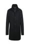 Black Slim Fit Wool Blend Short Coat with Detachable Full Zipper