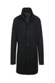 Black Slim Fit Wool Blend Short Coat with Detachable Full Zipper