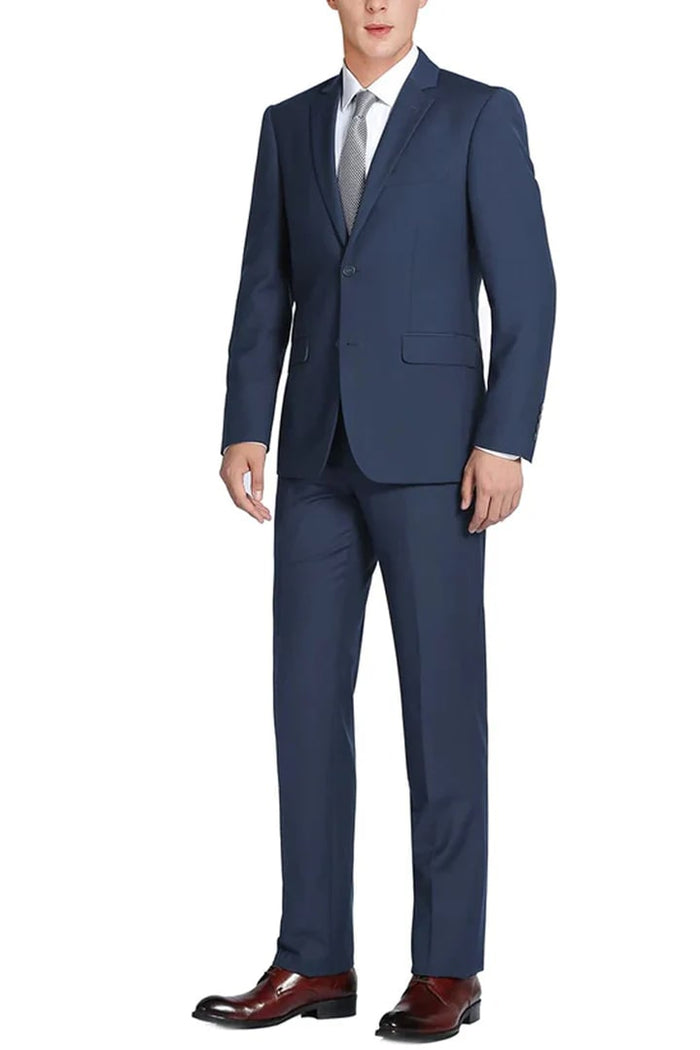 Cheap Priced Suit - Mens Basic Two Button Slim Fit Navy Suit With Optional Vest