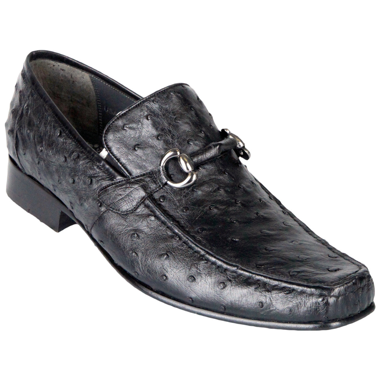 Los Altos Black Genuine Ostrich Slip-On Loafers - 8