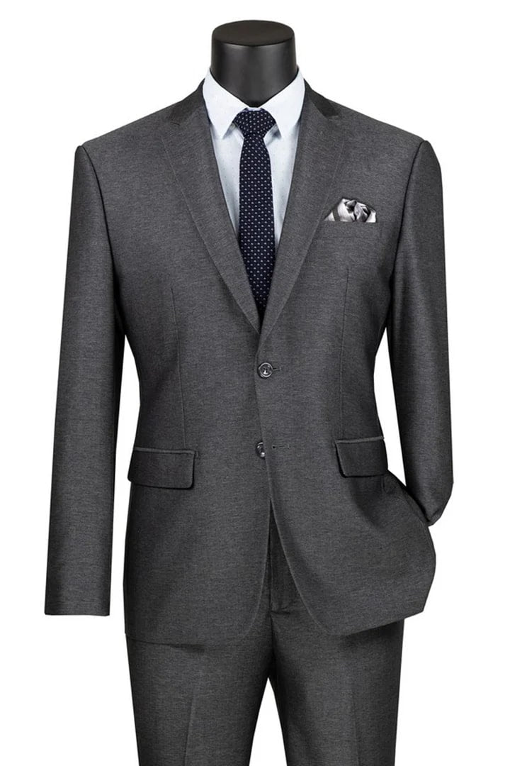 Cheap Suit - Men's Textured Slim Fit Stretch Travel Smoke Blue Suit