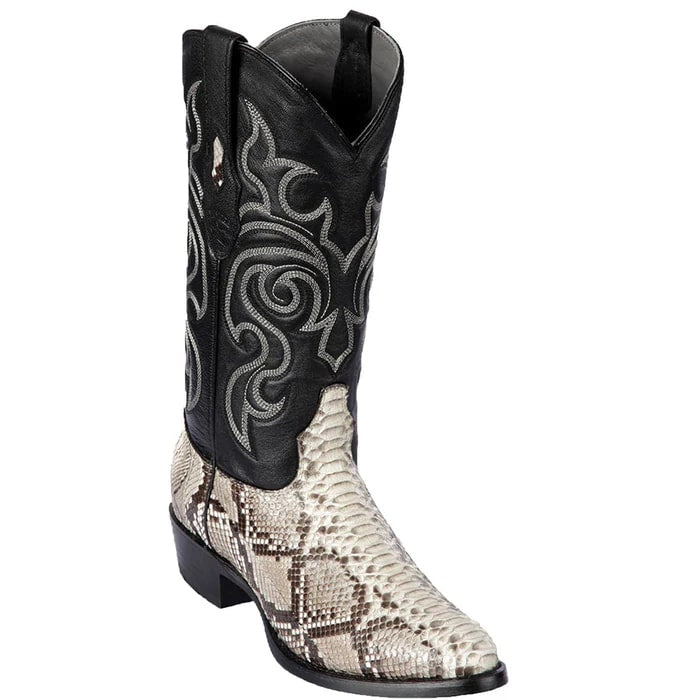 Los Altos Boots - Mens Dress Cowboy Boot - Low Priced Snakeskin Western Boots R-Toe- in Natural - 6