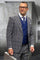 Men's Designer Wool Vested Suit in Grey Glenplaid