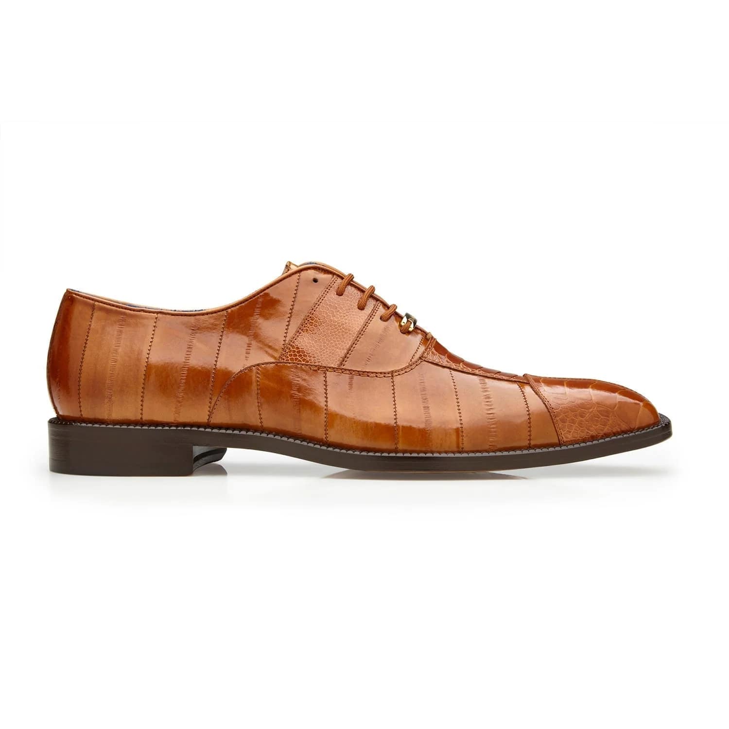 Belvedere Mare Shoes Men's Camel Genuine Ostrich & Eel Split-toe Oxfords - 9