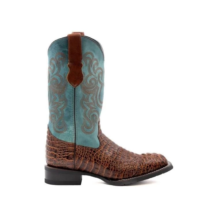 Ferinni Boot - Mens Dress Cowboy Boot  - Ferrini Stampede Men's Print Crocodile Boots Handcrafted Sport Rust in   Rust Color - 8D