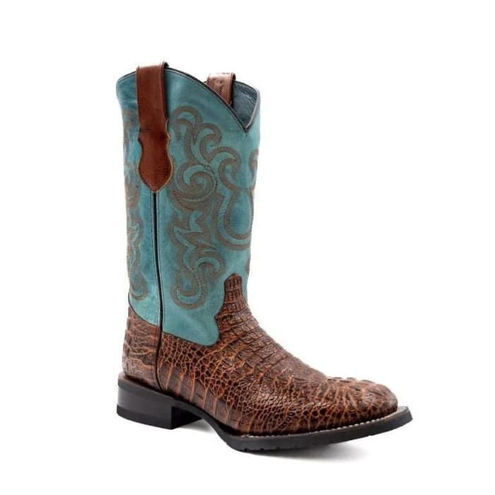 Ferinni Boot - Mens Dress Cowboy Boot  - Ferrini Stampede Men's Print Crocodile Boots Handcrafted Sport Rust in   Rust Color - 8D