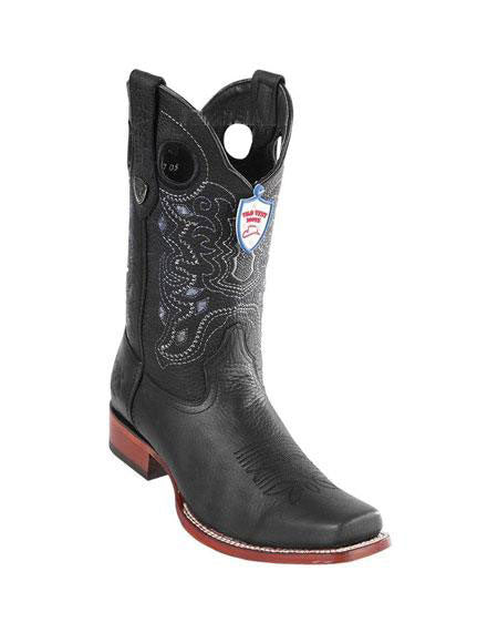 Men's Black Wild West Genuine Rage Cowboy Leather Square Toe Dress Cowboy Boot Cheap Priced For Sale Online Handmade - US 8.0 Standard/D/ Medium / Eu:41-42