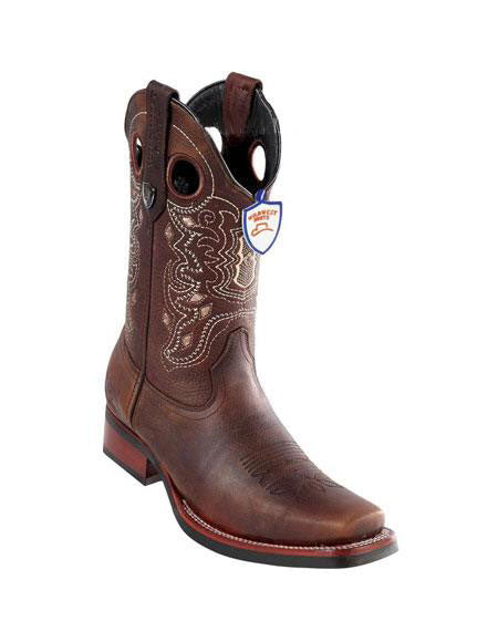Men's Brown Handmade Wild West Genuine Rage Cowboy Leather Square Toe Dress Cowboy Boot Cheap Priced For Sale Online - US 8.0 Standard/D/ Medium / Eu:41-42