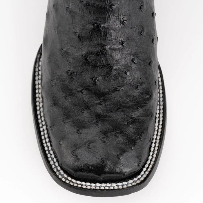 Ferinni Boot - Mens Dress Cowboy Boot  - Ferrini Men's Colt Full Quill Ostrich Square Toe Boots Handcrafted - Black - 8D