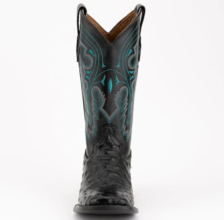 Ferinni Boot - Mens Dress Cowboy Boot  - Ferrini Men's Colt Full Quill Ostrich Square Toe Boots Handcrafted - Black - 8D