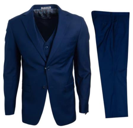Stacy Adams Suit Hybrid Fit Suit Royal Indigo - 38 Short Jacket+32 Waist Adjustable 28to34)(Height: 5 4 to5 7 )(Neck  15-16.5)S-M)