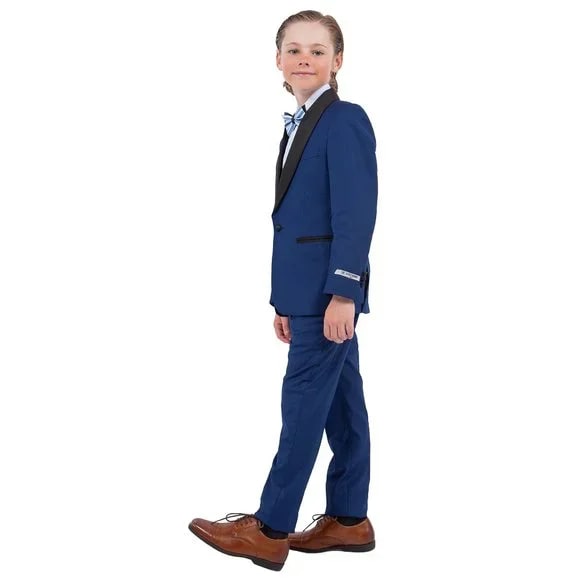 New Stacy Adams Boys Indigo Tuxedo Set, 5-Piece Black Shawl Collar