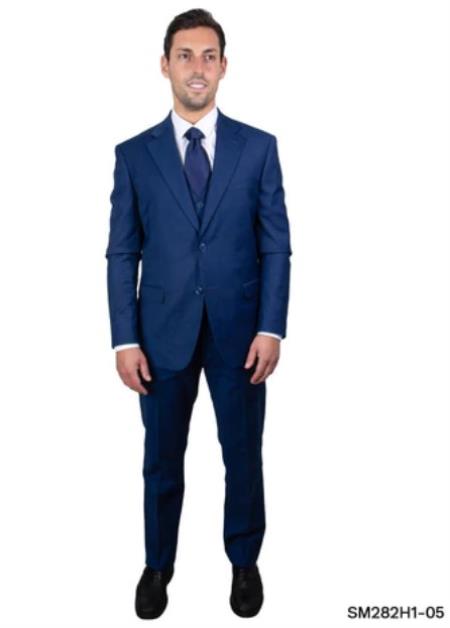 Stacy Adams Suit Hybrid Fit Suit Royal Indigo - 38 Short Jacket+32 Waist Adjustable 28to34)(Height: 5 4 to5 7 )(Neck  15-16.5)S-M)