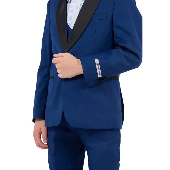 New Stacy Adams Boys Indigo Tuxedo Set, 5-Piece Black Shawl Collar