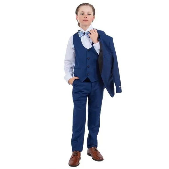 New Stacy Adams Boys Indigo Tuxedo Set, 5-Piece Black Shawl Collar