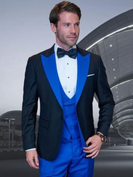 Statement Fashion Tuxedo Suit Mens Royal Two Tone Trendy Tux