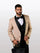 Statement Men's Champagne with Black Lapel Vested 100% Wool Tuxedos