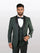 Statement Men's Hunter Green Vested Tuxedos With Black Trim Shawl Lapel