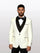 Statement Men's Ivory with Black Lapel Vested 100% Wool Tuxedos