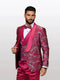 Statement Men's Red Patterned Vested Tuxedos with Bowtie