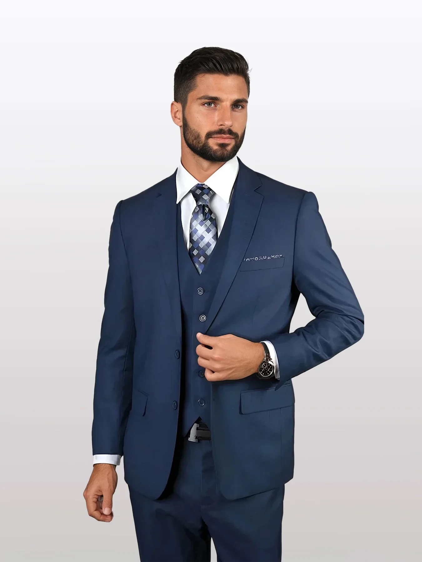 Statement Men's Sapphire 100% Wool Slim Fit Suits - 34 Short or Extra Small